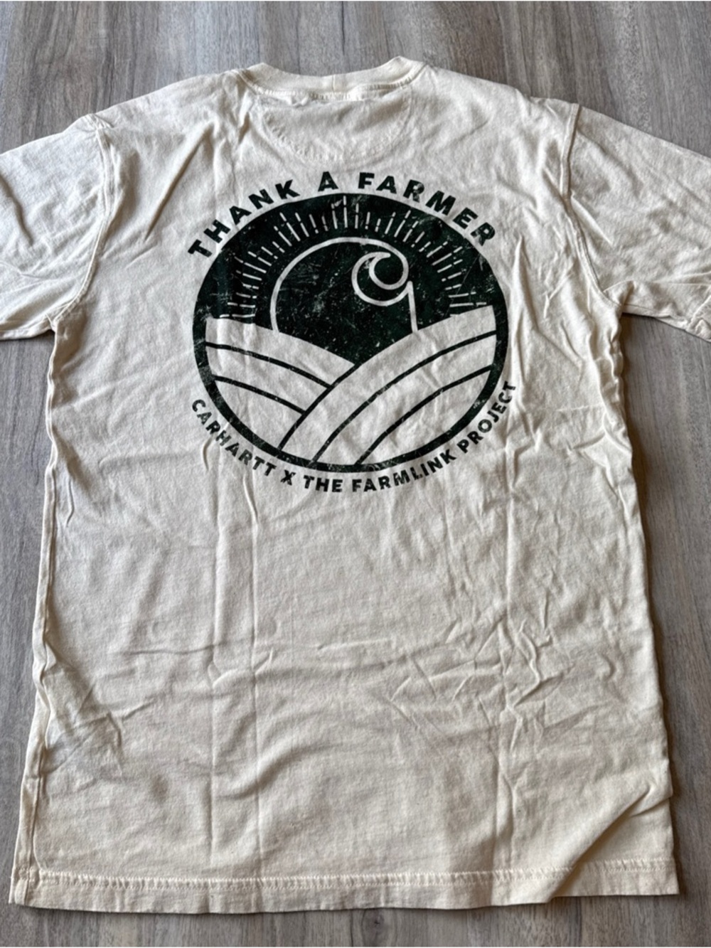 Carhartt NWOT Small Cream Short Sleeve Tee with The Farmlink Project Chest Logo - Picture 6 of 8